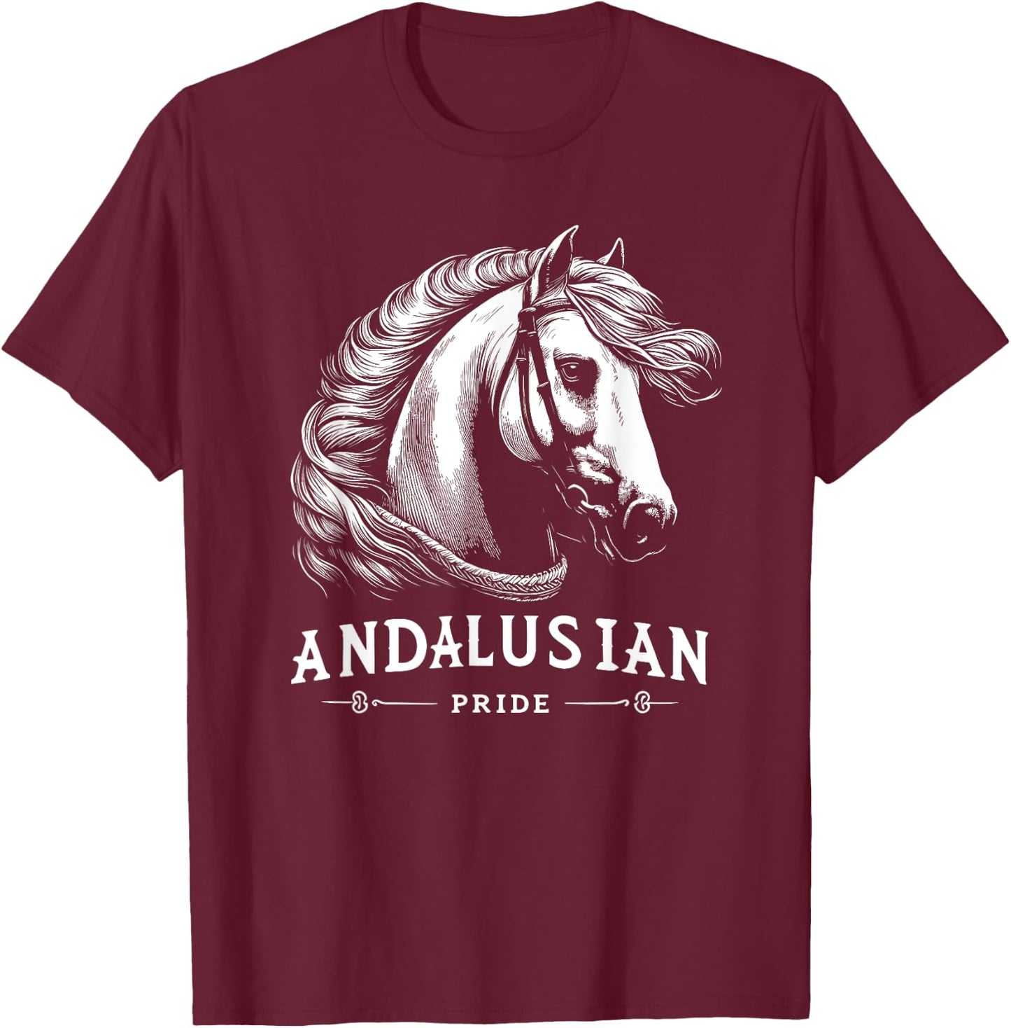 Andalusian Horse Riding Equestrian T-Shirt - T-Shirt | Maroon