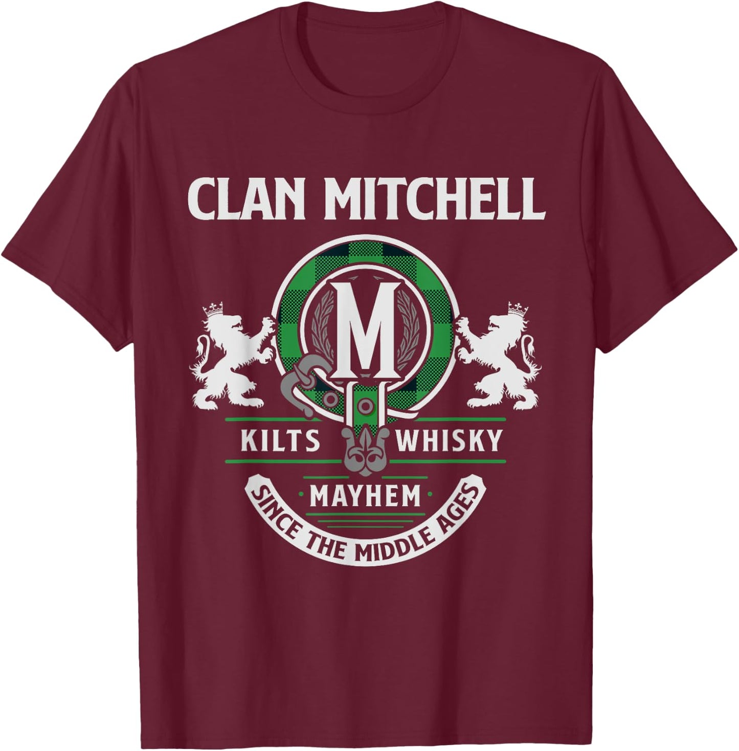 Clan Mitchell Scottish Surname Family Highland Games T-Shirt - T-Shirt | Maroon