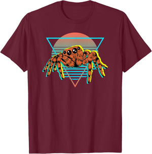 Retro Vintage 70s 80s Style Vaporwave Pet Jumping Spider T-Shirt - T-Shirt | Maroon