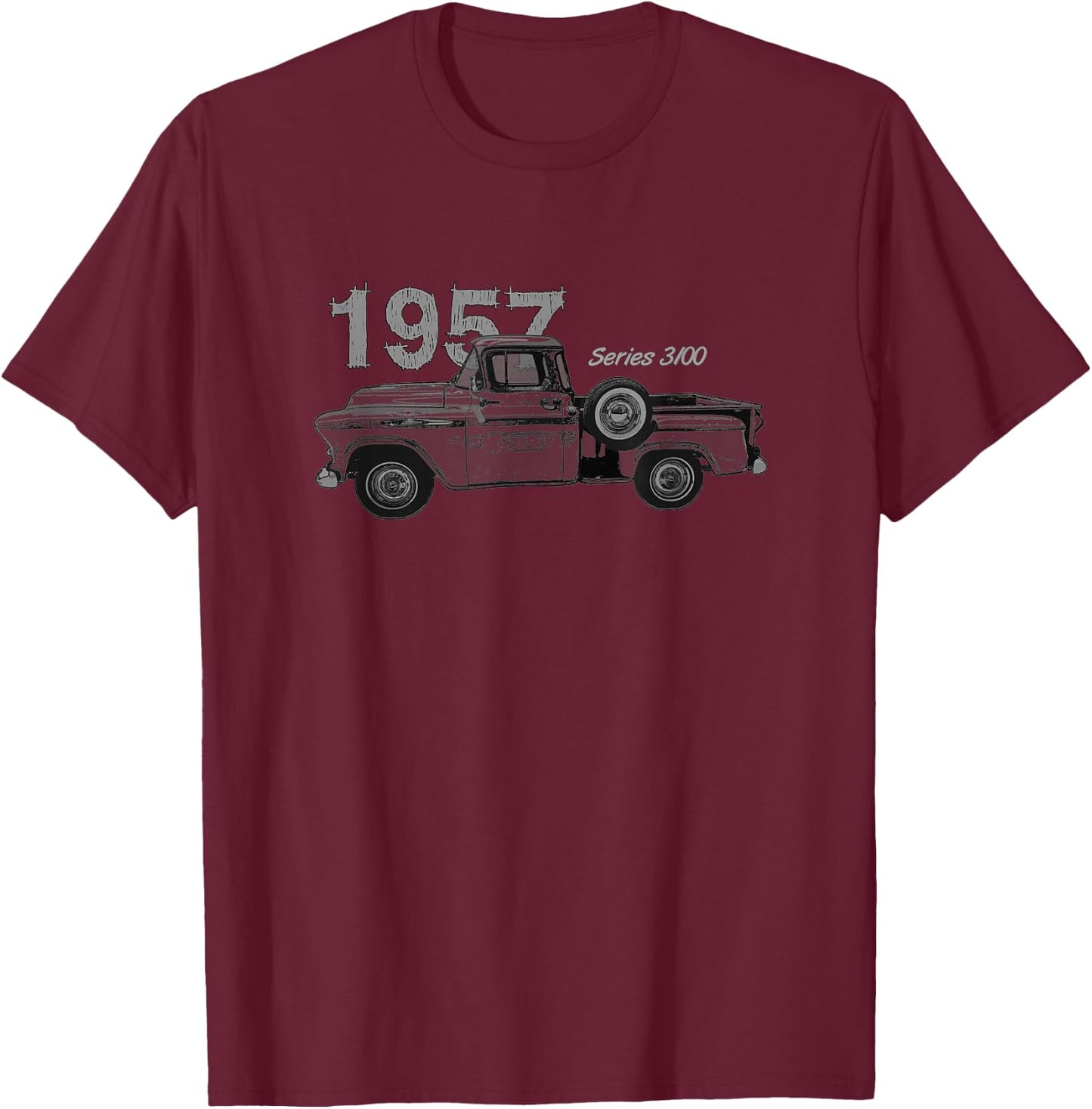 Classic Car, Vintage Trucks, 1957 Pick Up Truck, Series 3100 T-Shirt - T-Shirt | Maroon