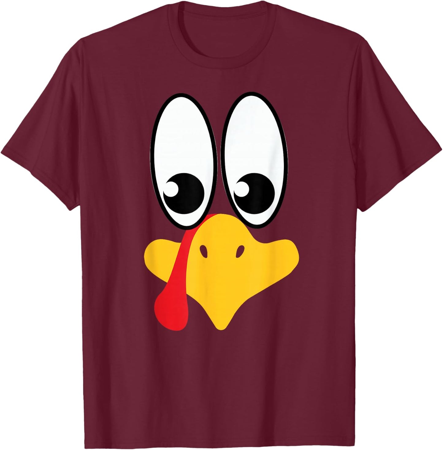 Silly Turkey Face Thanksgiving Shirt, Funny Thanksgiving T-Shirt - T-Shirt | Maroon
