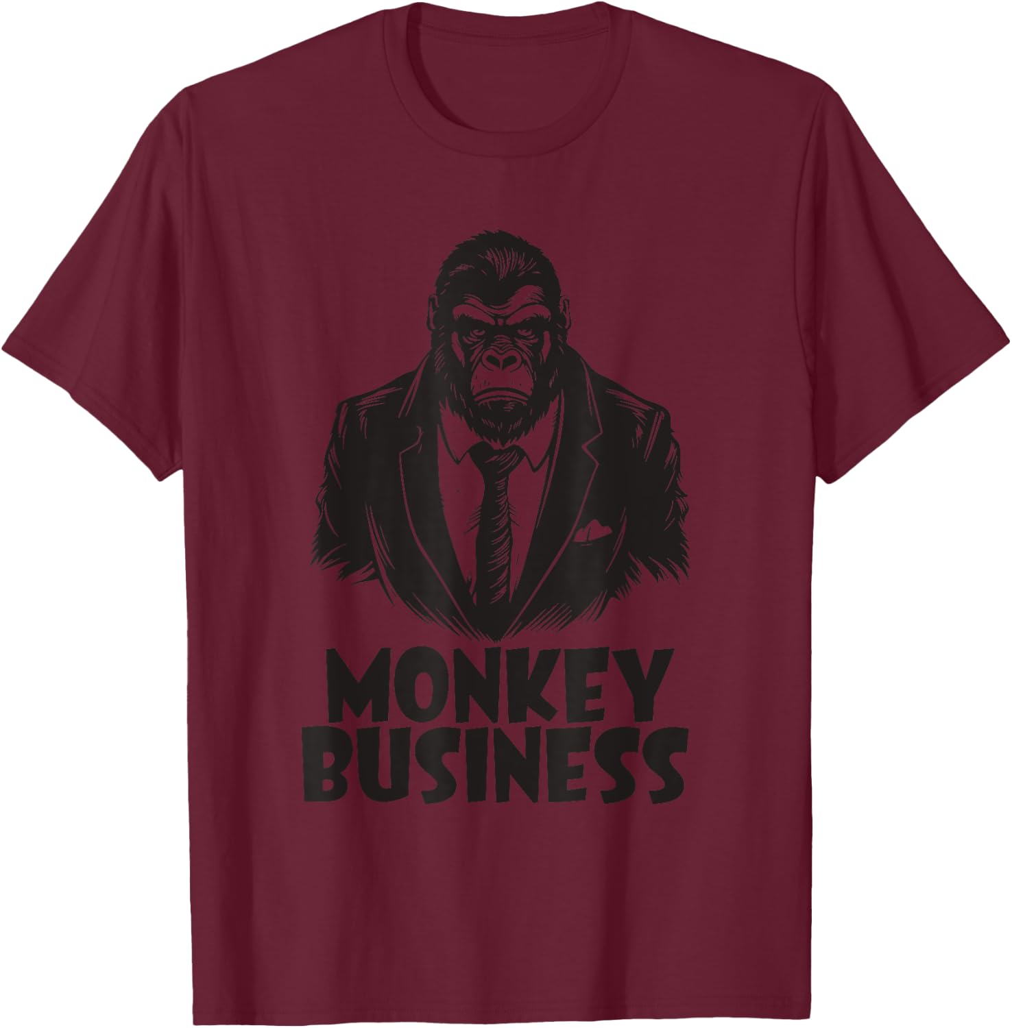 No Monkey Business Money Funny Gangster Themed Apparel T-Shirt - T-Shirt | Maroon