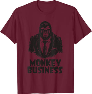 No Monkey Business Money Funny Gangster Themed Apparel T-Shirt - T-Shirt | Maroon