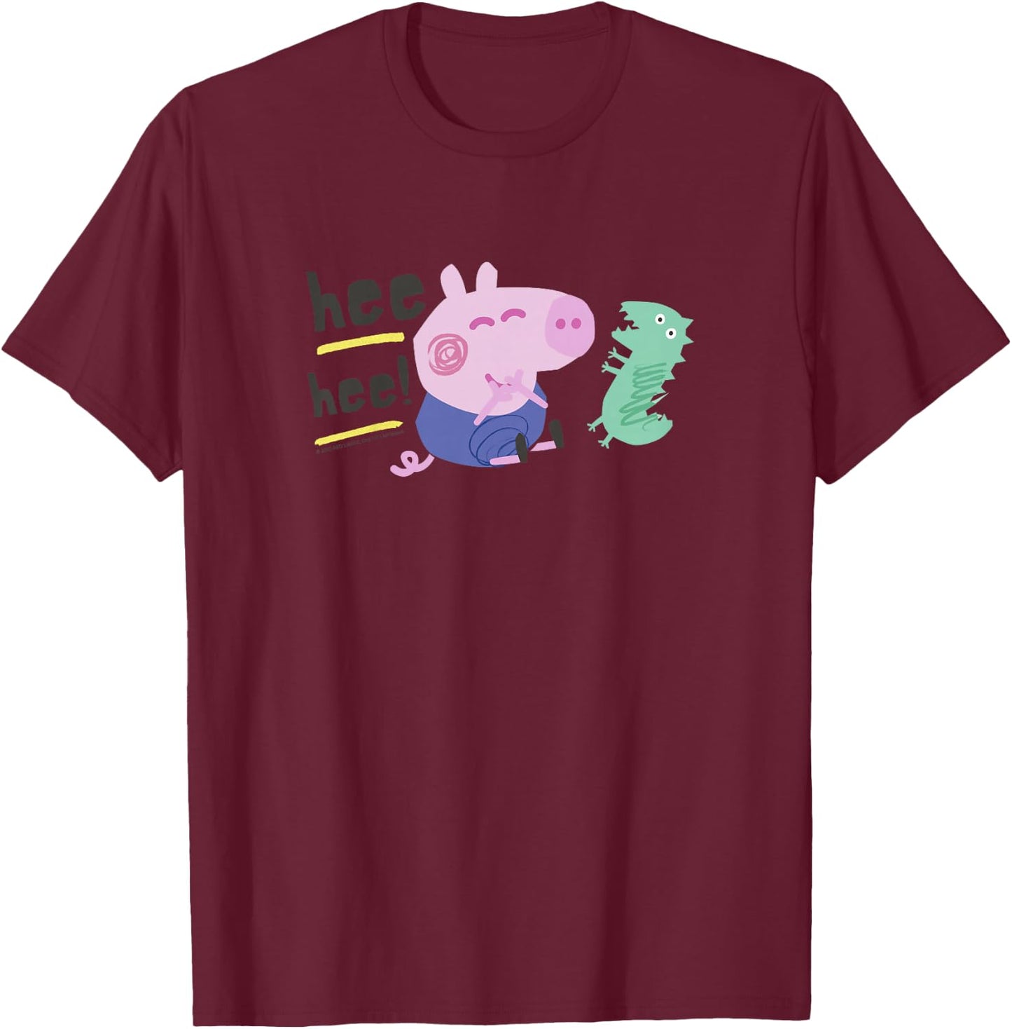 Peppa Pig HEE HEE! George Playing with Mr. Dinosaur T-Shirt - T-Shirt | Maroon