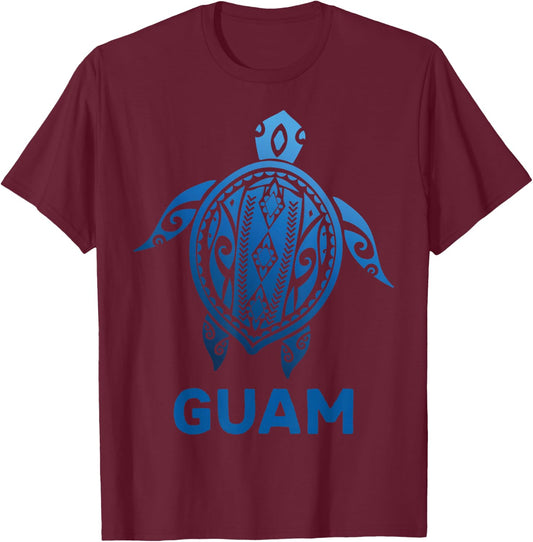 Guam Tribal Tattoo Blue Sea Turtle Souvenirs T-Shirt - T-Shirt | Maroon