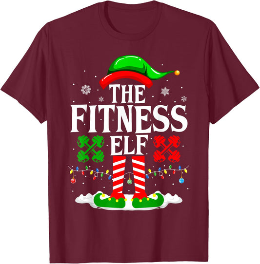 The Fitness Elf Funny Workout Xmas Fitness Christmas Gym T-Shirt - T-Shirt | Maroon