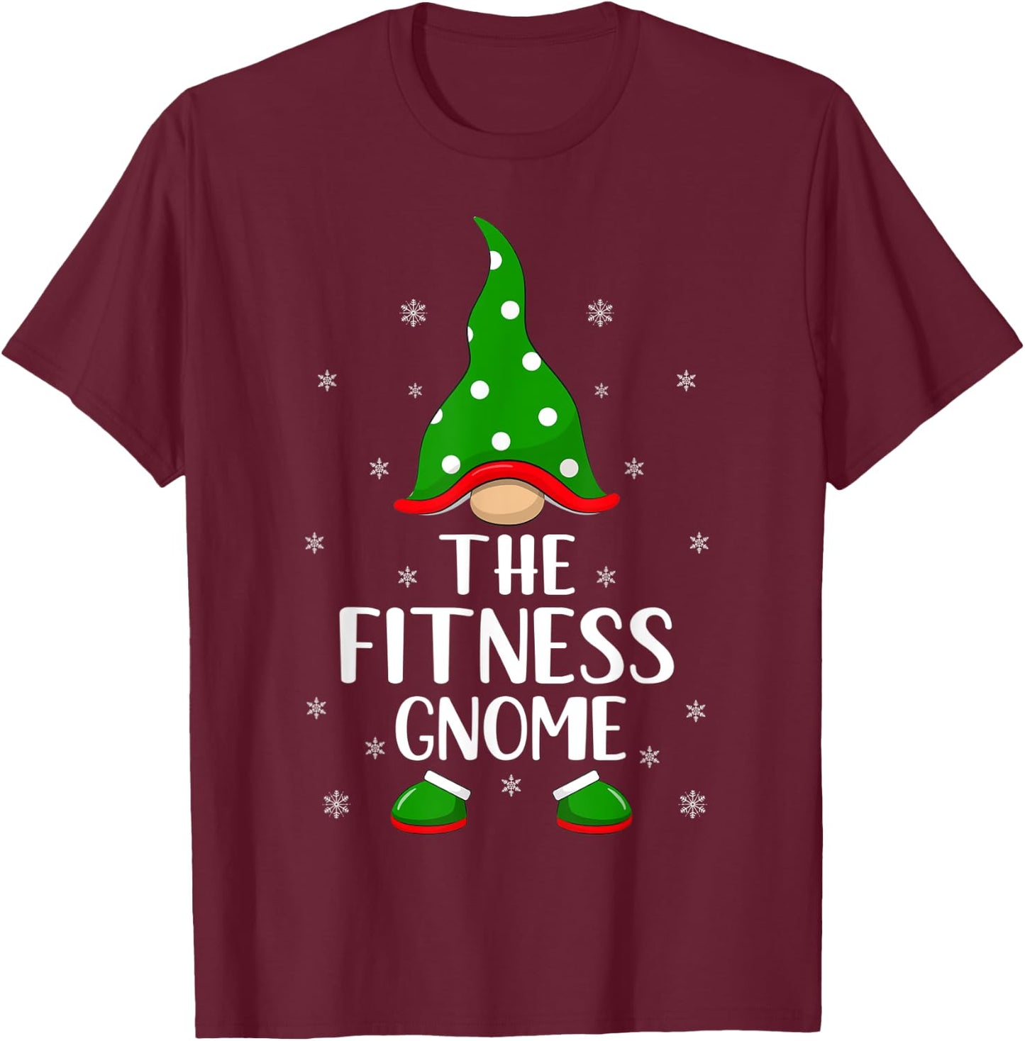 Matching Family Group The Fitness Gnome Christmas T-Shirt - T-Shirt | Maroon