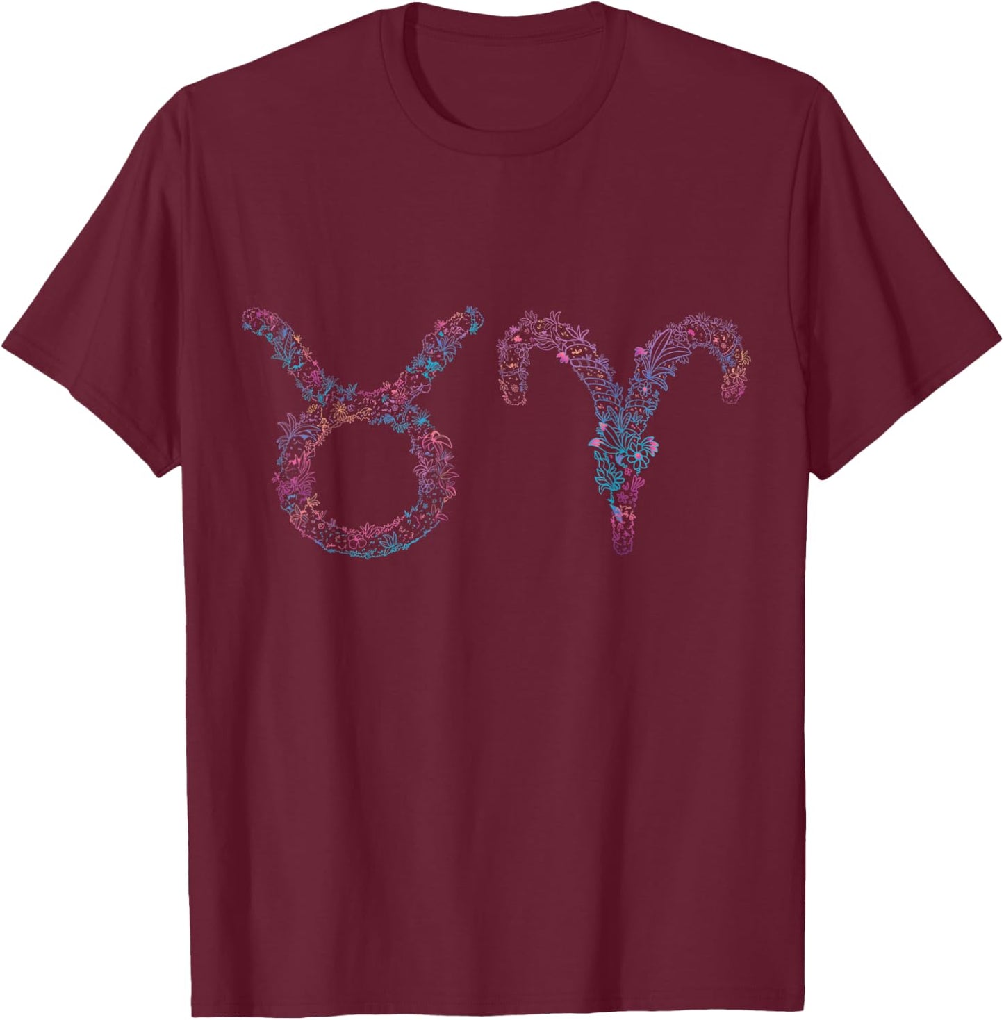 Astrology Love Horoscope Signs Taurus and Aries Couple T-Shirt - T-Shirt | Maroon