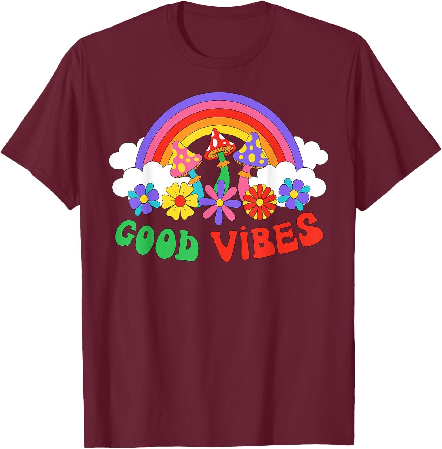 PEACE SIGN LOVE 60s 70s Tie Dye Hippie Halloween Costume T-Shirt - T-Shirt | Maroon