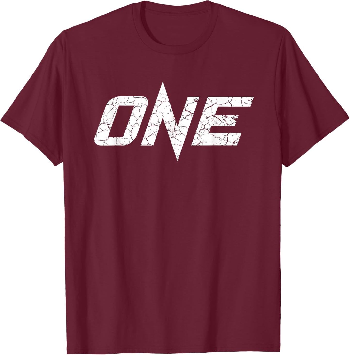 ONE Championship Official Cracked Logo - Men's Black Martial Arts - Small - Short Sleeve - - Classic Fit - Stretchable - Logo Design T-Shirt - T-Shirt | Maroon