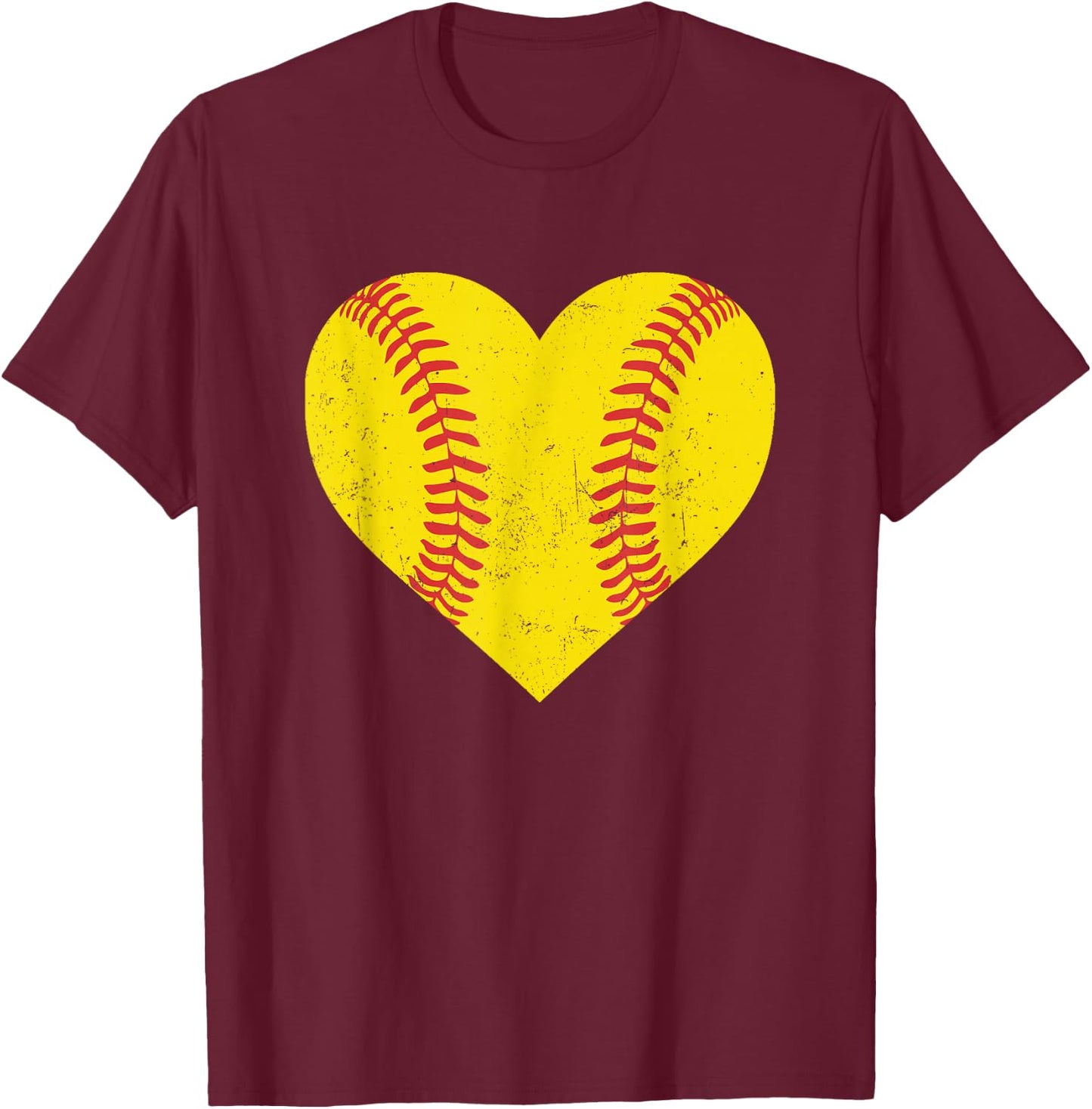 Softball Heart for Girls Women Funny Softball T-Shirt - T-Shirt | Maroon