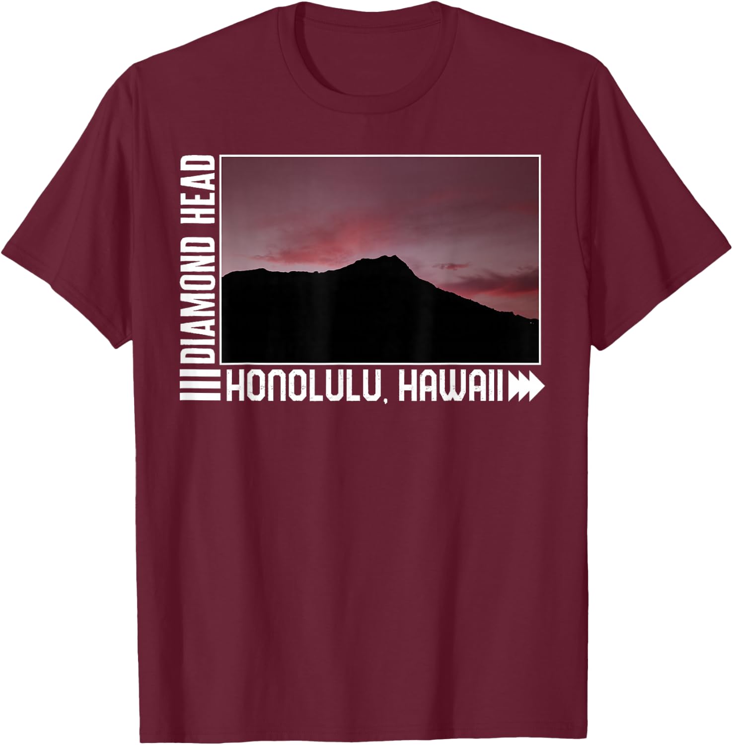 Hawaii Diamond Honolulu Head Hawaii Sunset , Hawaii Beach T-Shirt - T-Shirt | Maroon