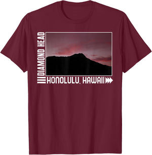 Hawaii Diamond Honolulu Head Hawaii Sunset , Hawaii Beach T-Shirt - T-Shirt | Maroon