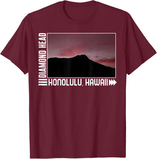 Hawaii Diamond Honolulu Head Hawaii Sunset , Hawaii Beach T-Shirt - T-Shirt | Maroon