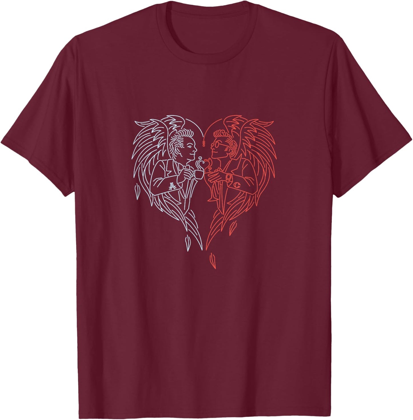 Good Omens - A Toast to the World (Blue and Red) T-Shirt - T-Shirt | Maroon