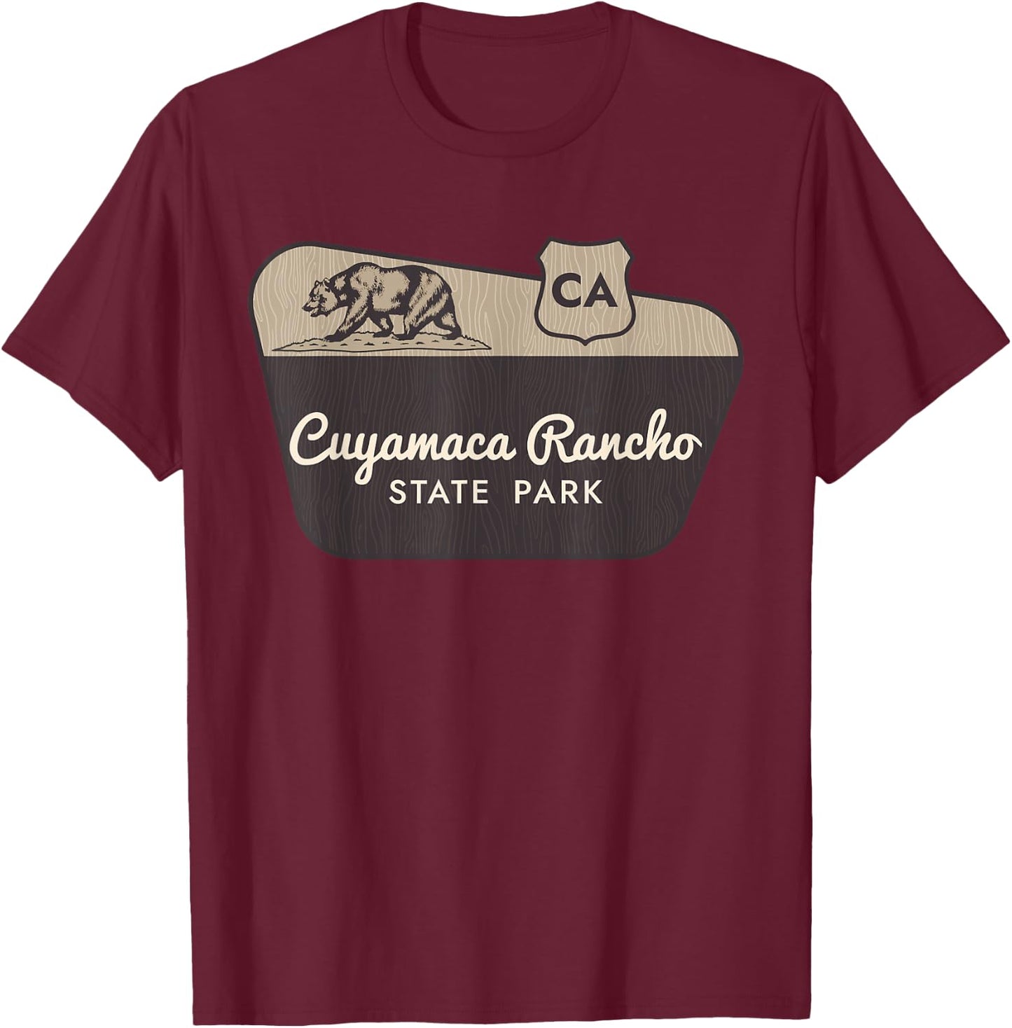 Cuyamaca Rancho State Park California Welcome Sign Vacation T-Shirt - T-Shirt | Maroon
