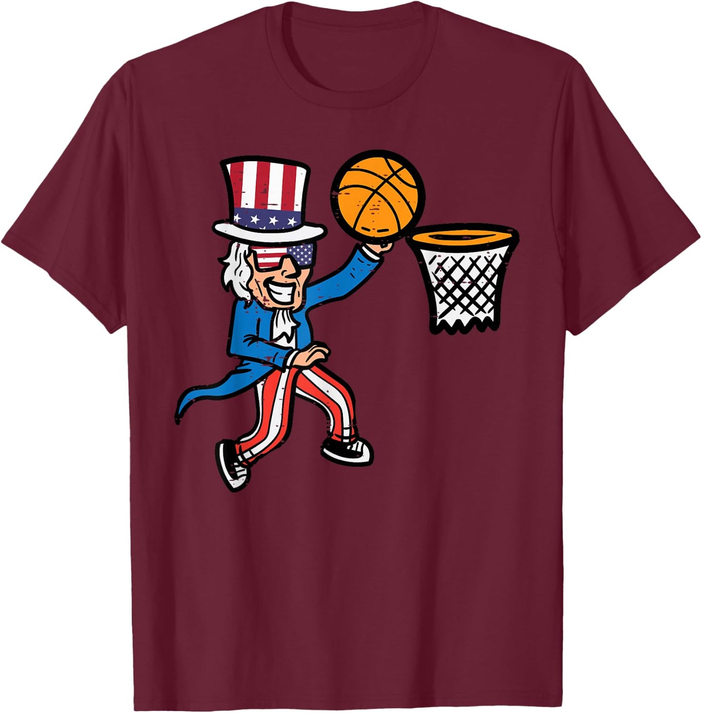 4th Of July Basketball Uncle Sam America Men Boys Kids Teens T-Shirt - T-Shirt | Maroon