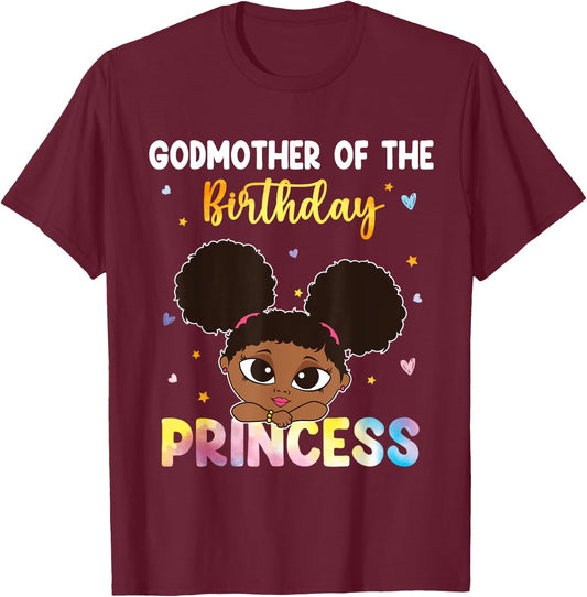 TIE DYE Godmother The Birthday Princess Black History Month T-Shirt - T-Shirt | Maroon