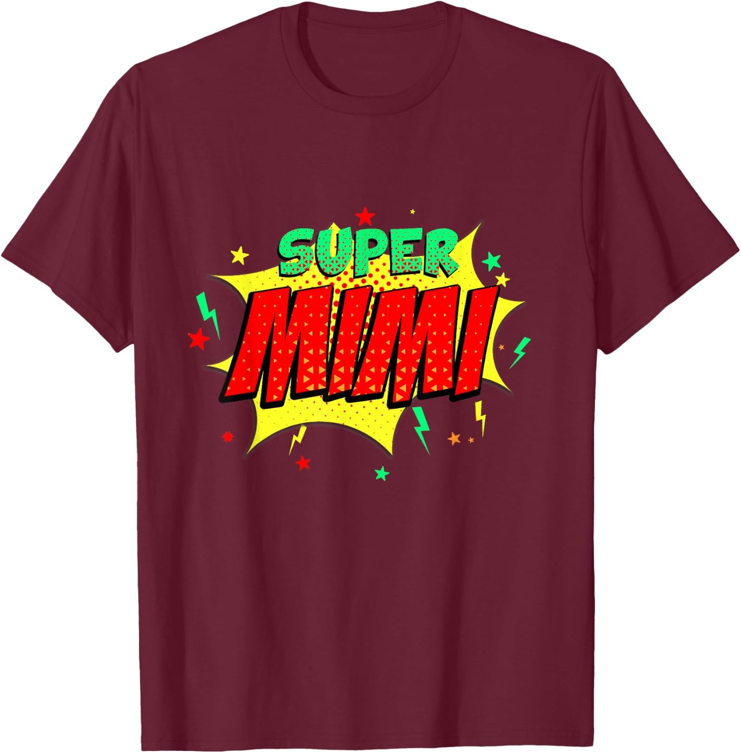 Super Mimi Comic Themed Style Superhero Fathers Day T-Shirt - T-Shirt | Maroon