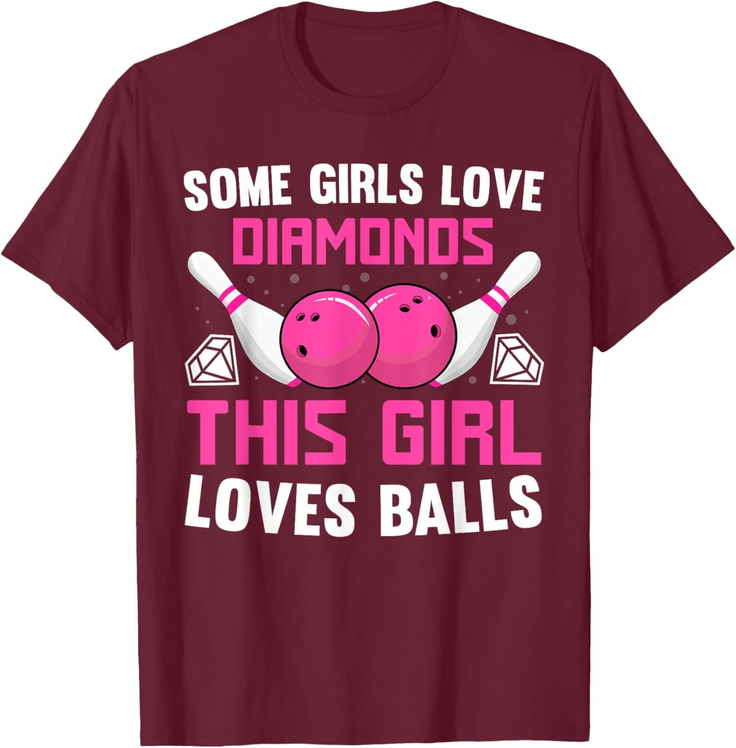 Funny Bowling Art Girls Track Bowling Spare Bowler T-Shirt - T-Shirt | Maroon
