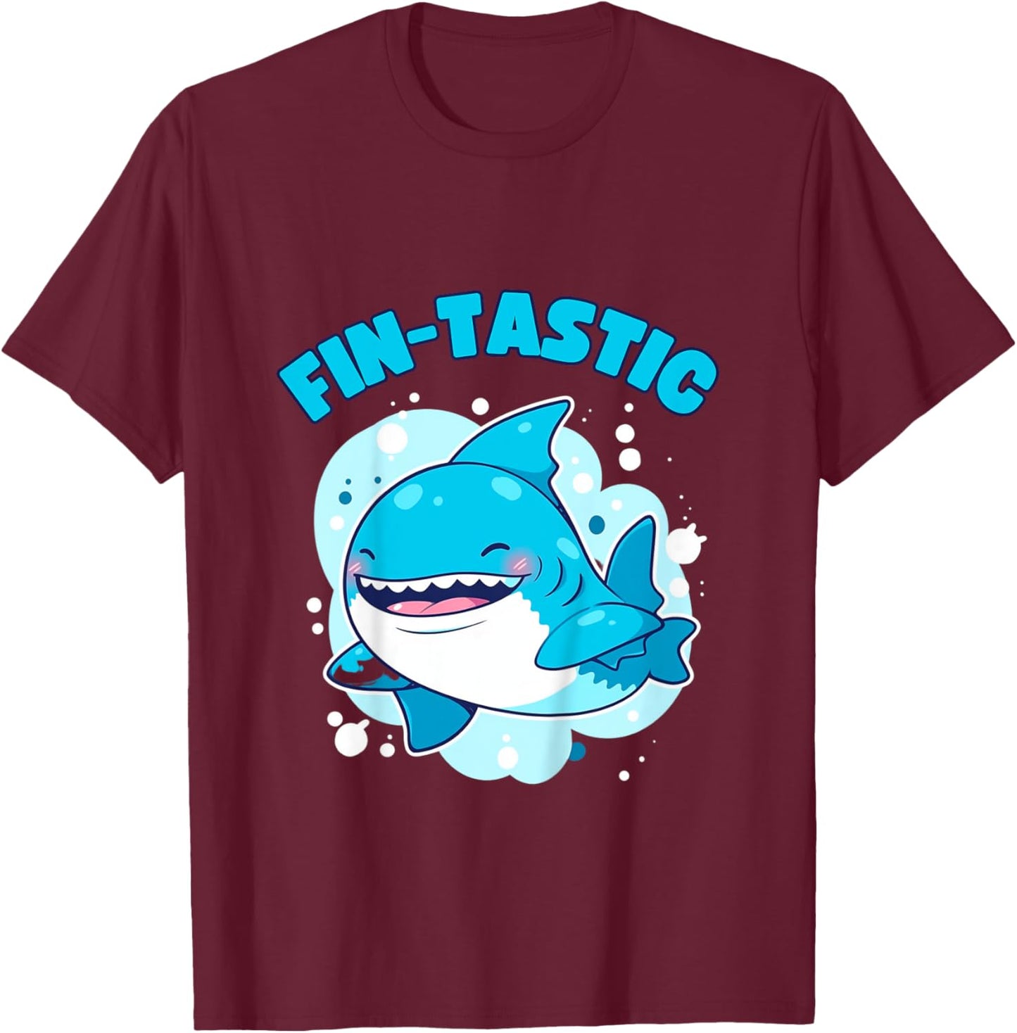 Fin-Tastic Cute Shark Funny Toddler Ocean Theme Sea T-Shirt - T-Shirt | Maroon