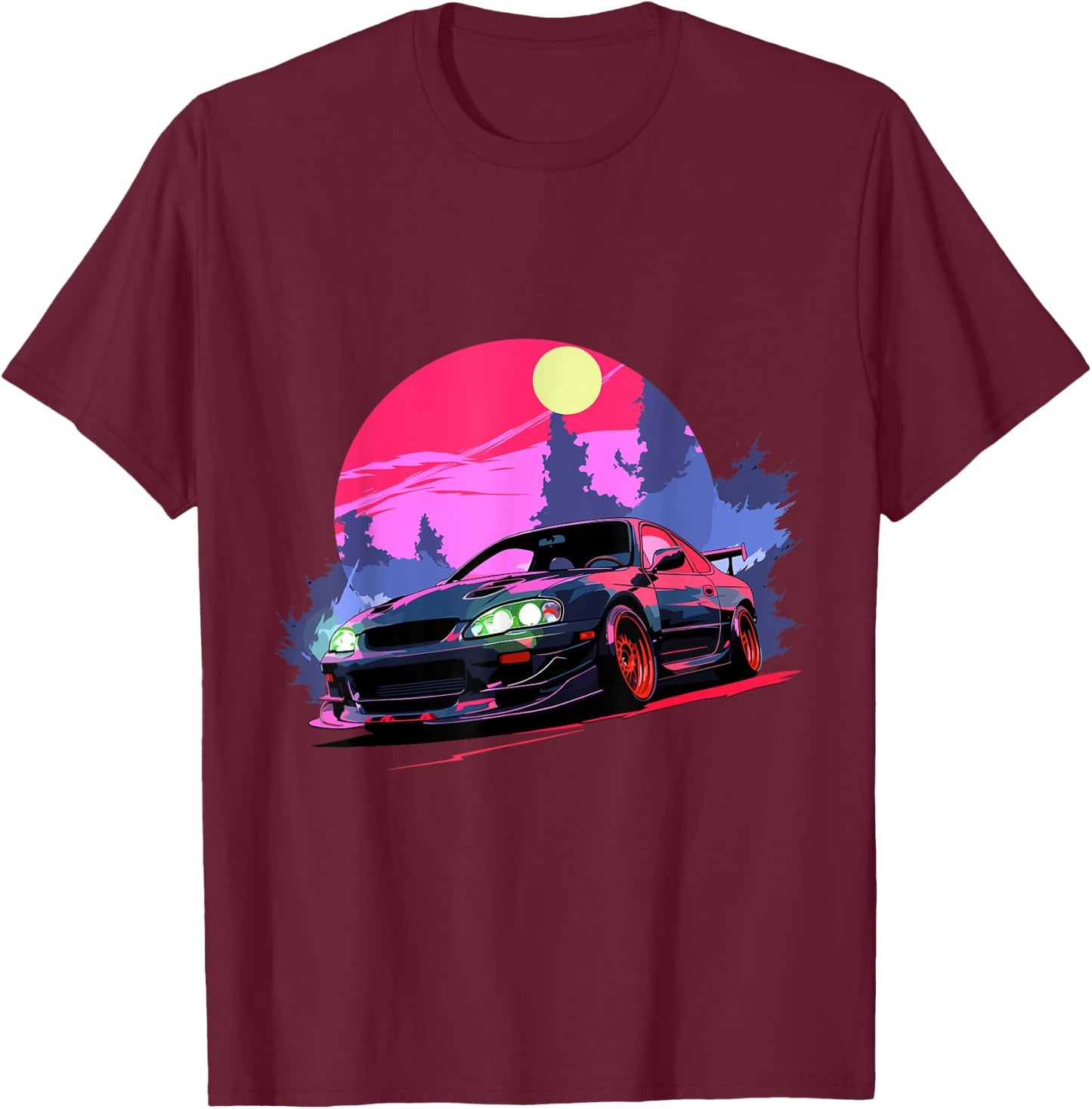 Midnight JDM Night Racer Japanese Race Car T-Shirt - T-Shirt | Maroon