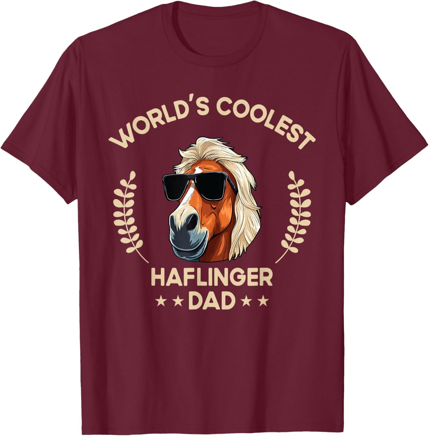 World's Coolest Horse Dad Papa - Farmer Haflinger Horse T-Shirt - T-Shirt | Maroon