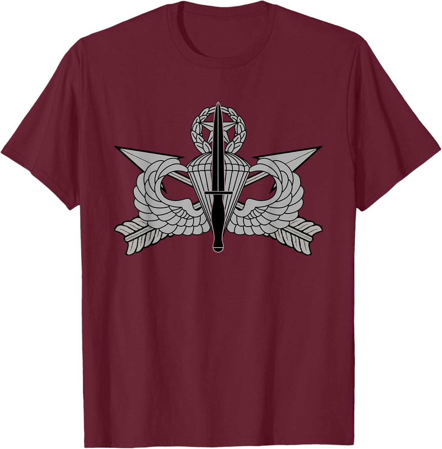 US Special Forces USASOC Jumpmaster Airborne Wings T-Shirt - T-Shirt | Maroon