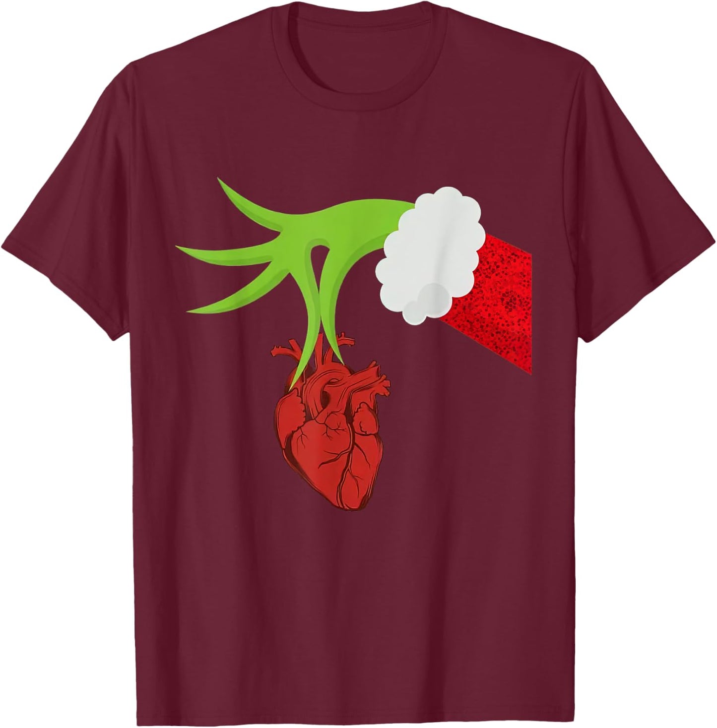 Christmas Cardiac Nurse Heart Anatomy Cardiology RN Nursing T-Shirt - T-Shirt | Maroon