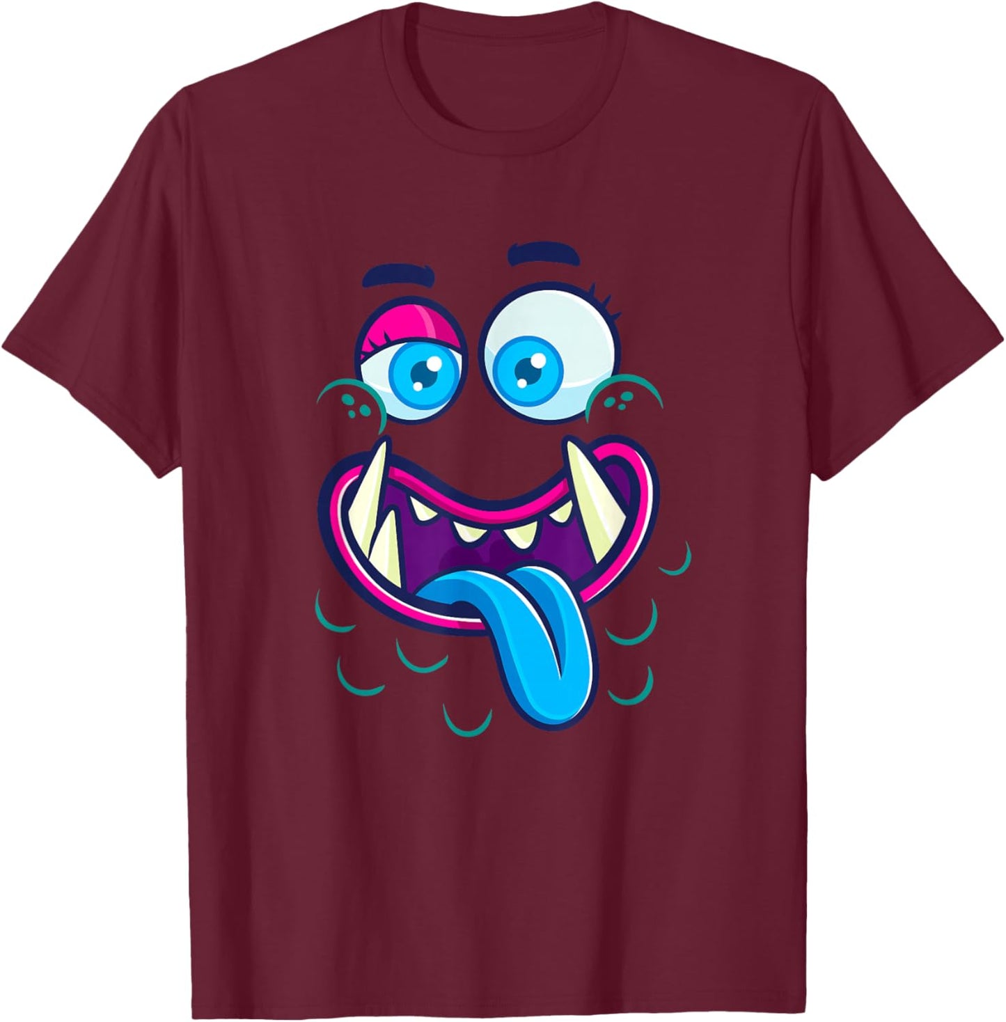 Cute Monster Face Halloween Group Costume T-Shirt - T-Shirt | Maroon