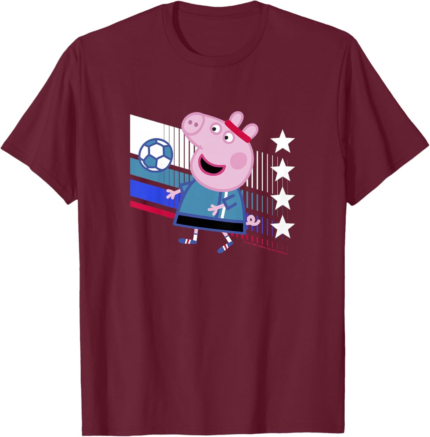 Peppa Pig George Pig Football Soccer T-Shirt - T-Shirt | Maroon