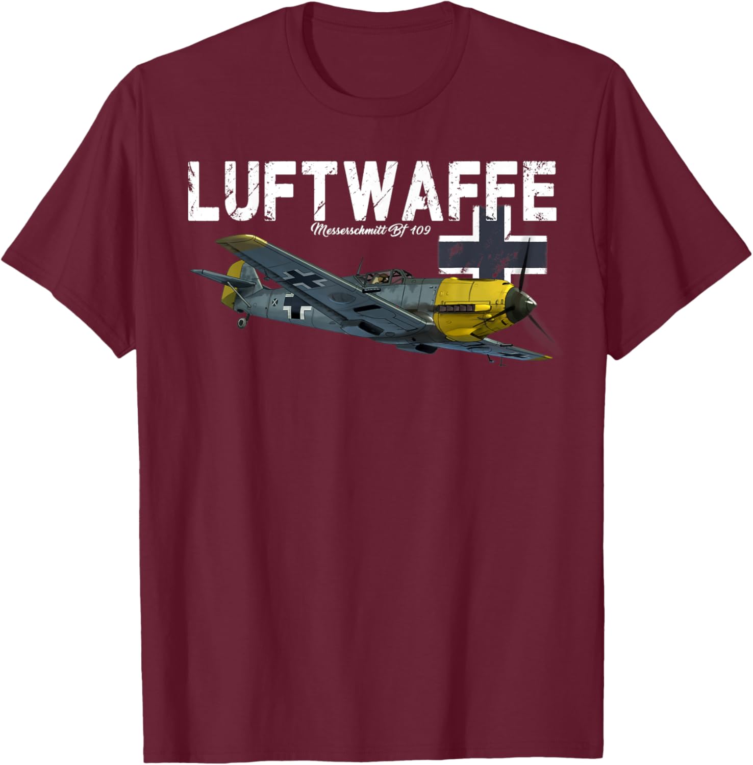 German Warbird I Messerschmitt BF-109 I WW2 Airplanes T-Shirt - T-Shirt | Maroon