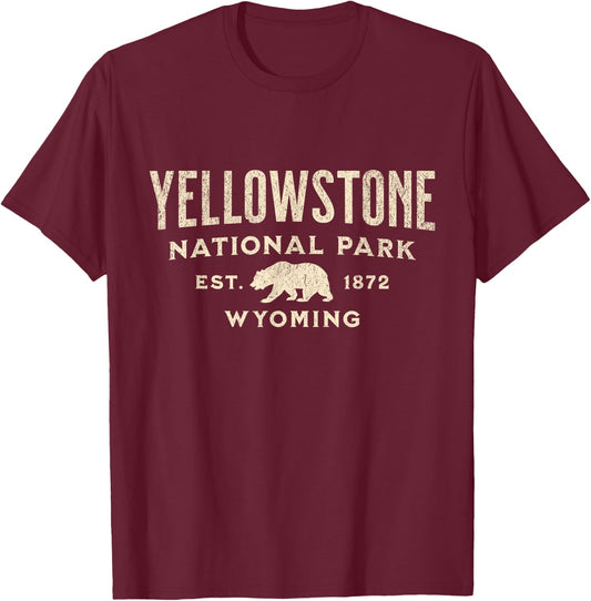 Yellowstone National Park T-Shirt - T-Shirt | Maroon