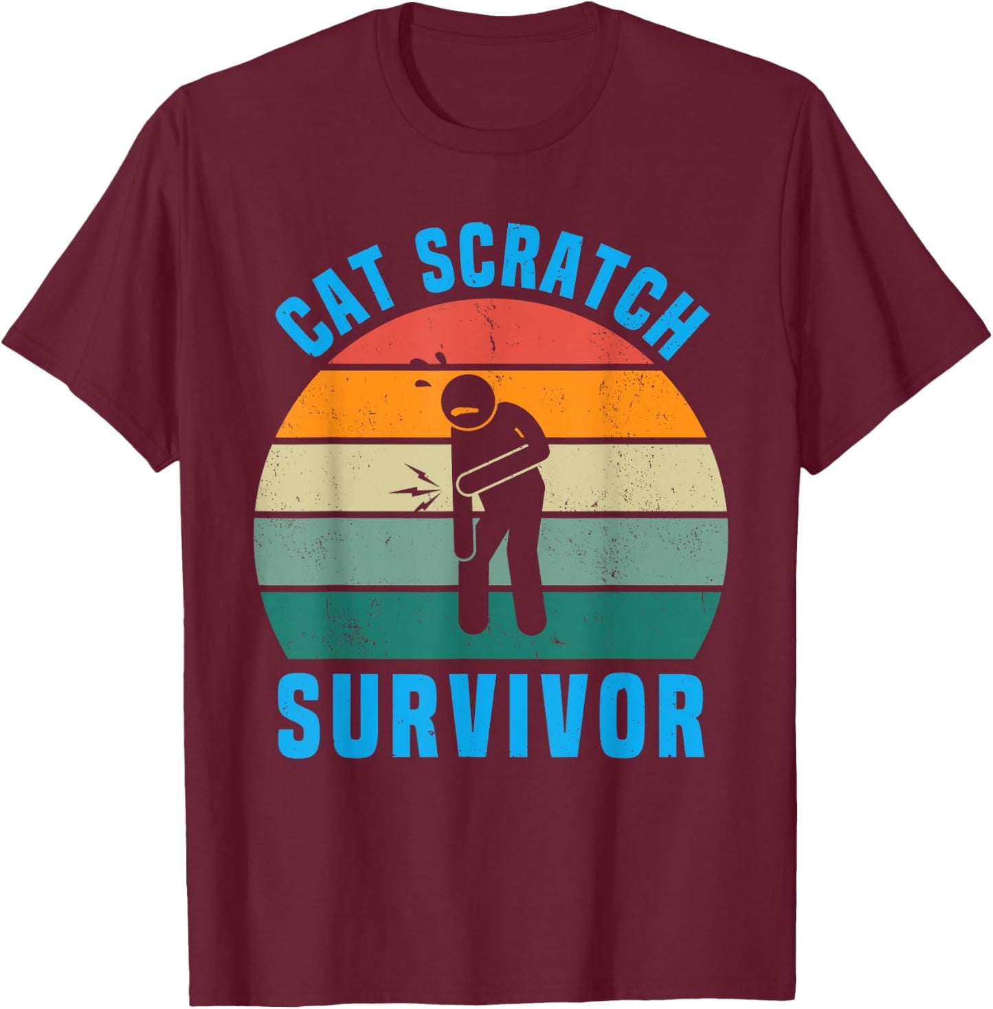 Cat Scratch Survivor I Survived a Feline Scratch Vintage T-Shirt - T-Shirt | Maroon