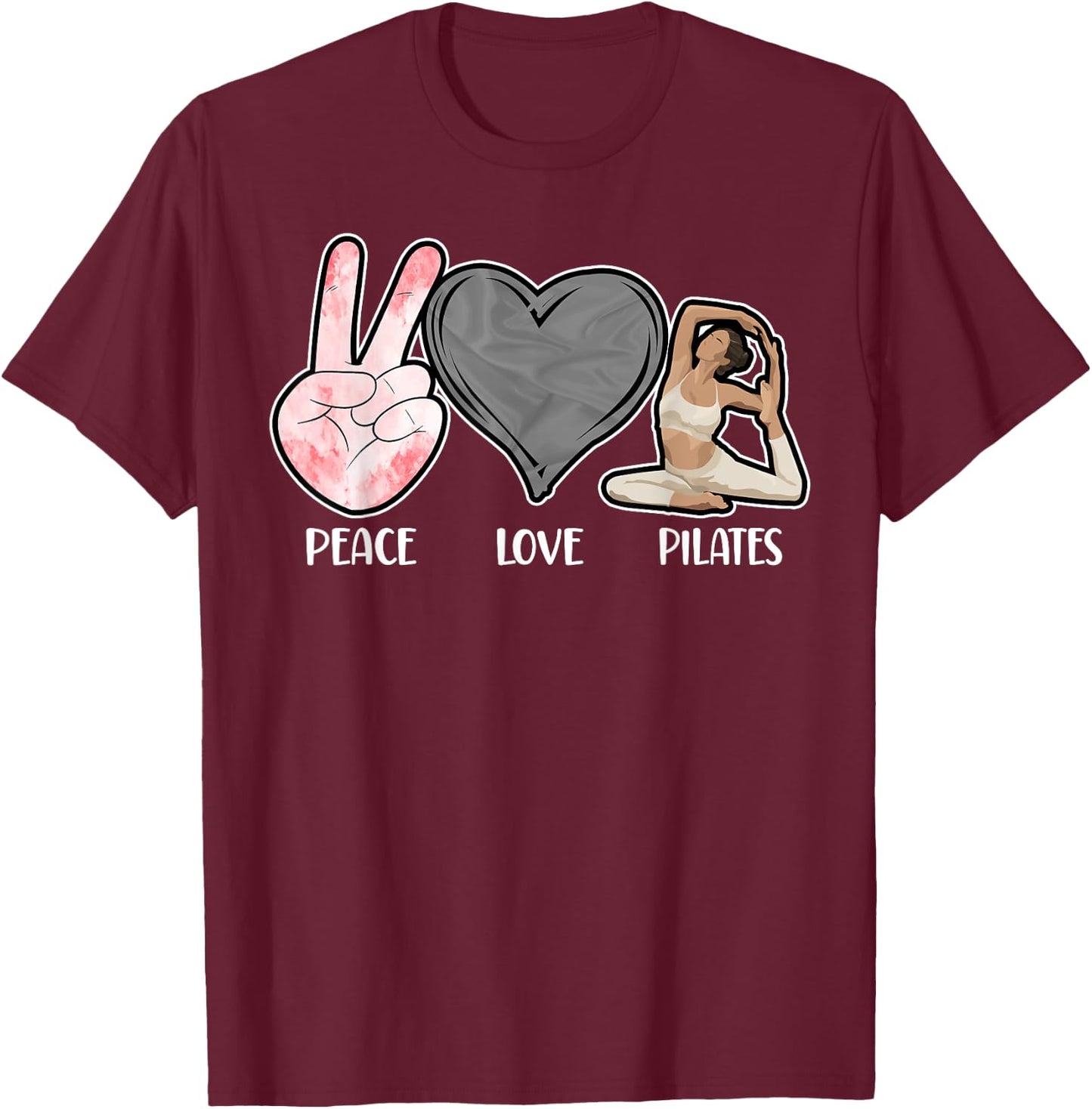 Pilates Instructor Teacher Peace Pilates T-Shirt - T-Shirt | Maroon