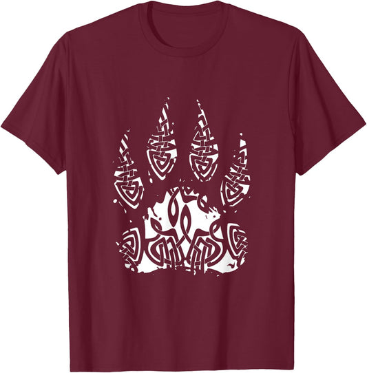 Viking Wolf Paw Raven Warrior Mythology Scandinavian Norway T-Shirt - T-Shirt | Maroon