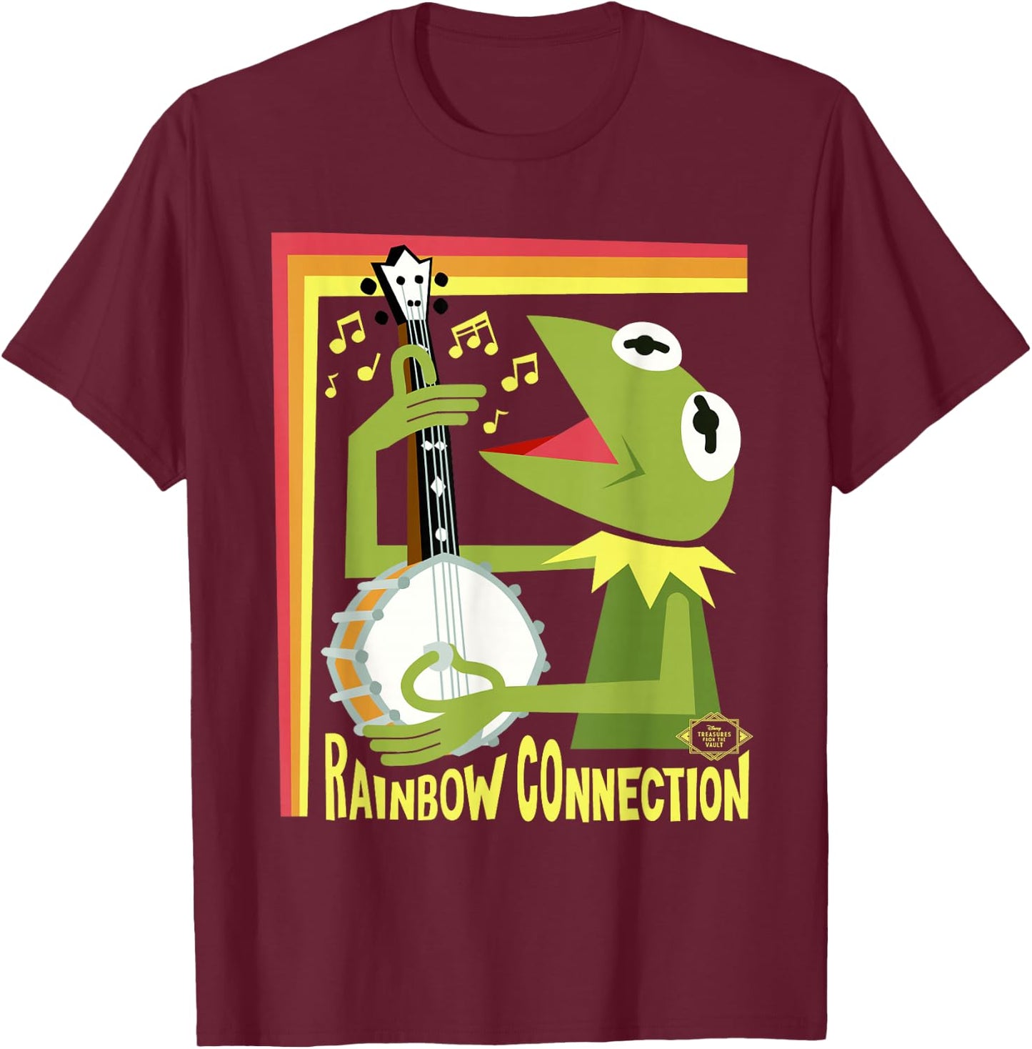 Disney The Muppet Movie Kermit Rainbow Connection Stylized T-Shirt - T-Shirt | Maroon