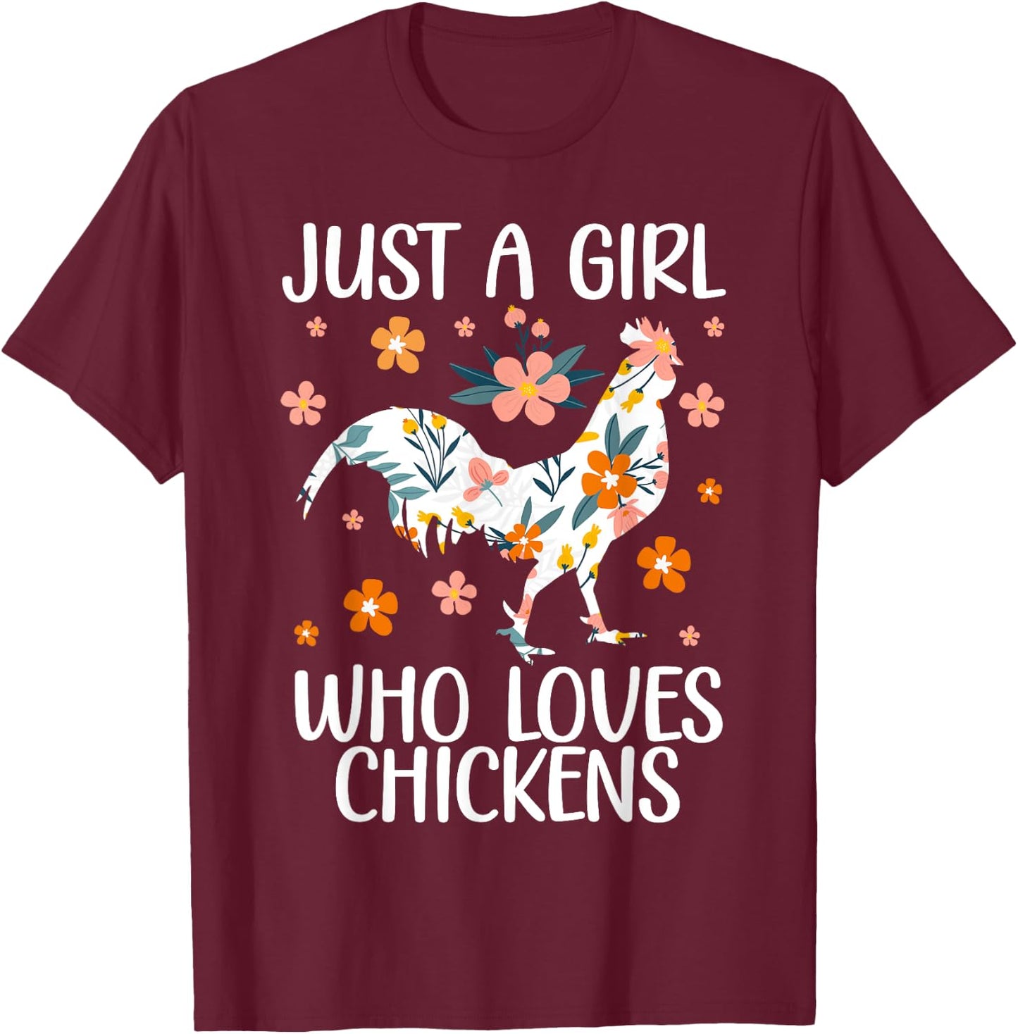 Funny Chicken Art For Girls Women Chick Flock Chicken Farmer T-Shirt - T-Shirt | Maroon