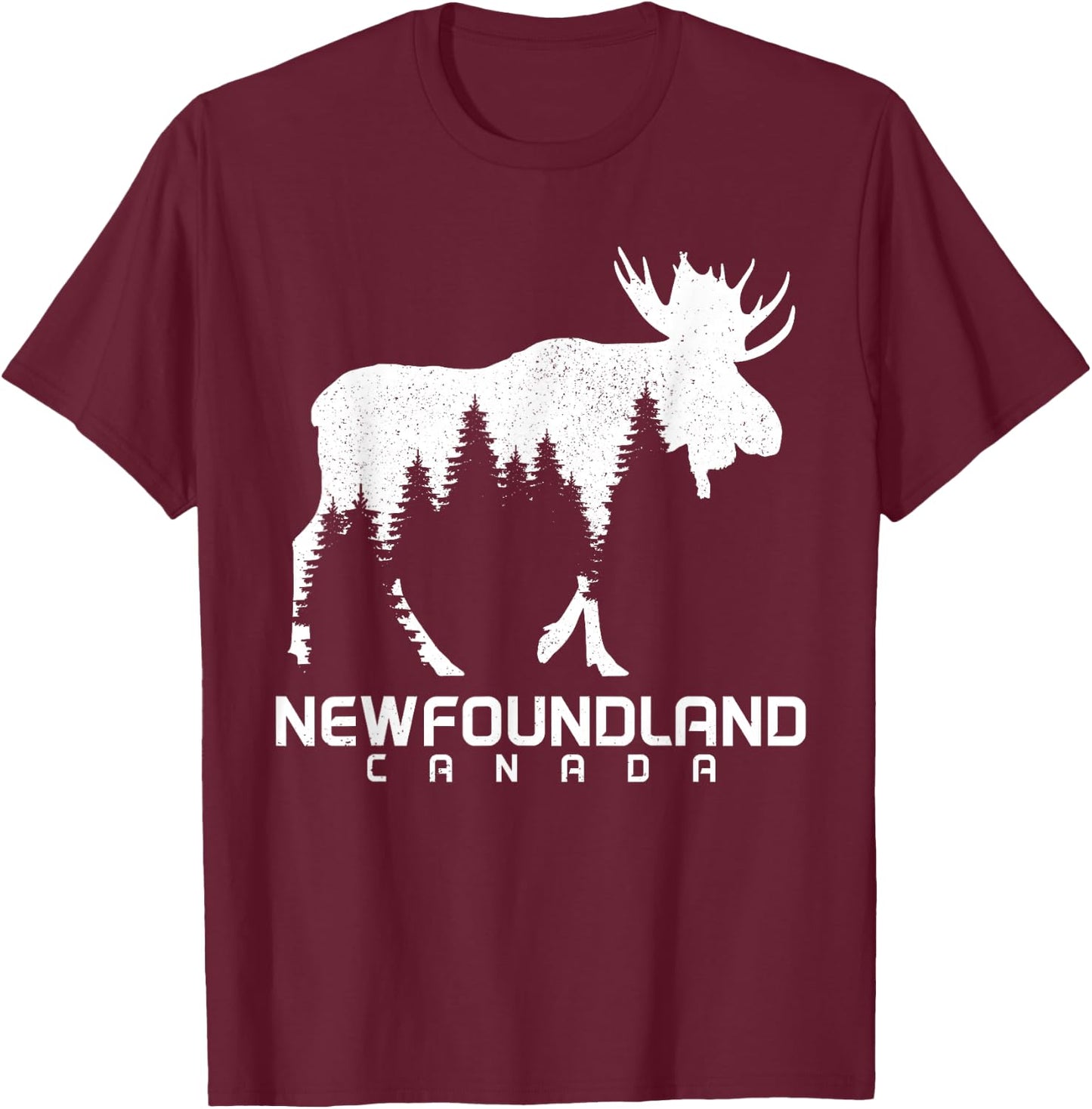 Newfoundland Canada Vintage Pride Souvenir Moose Nature T-Shirt - T-Shirt | Maroon