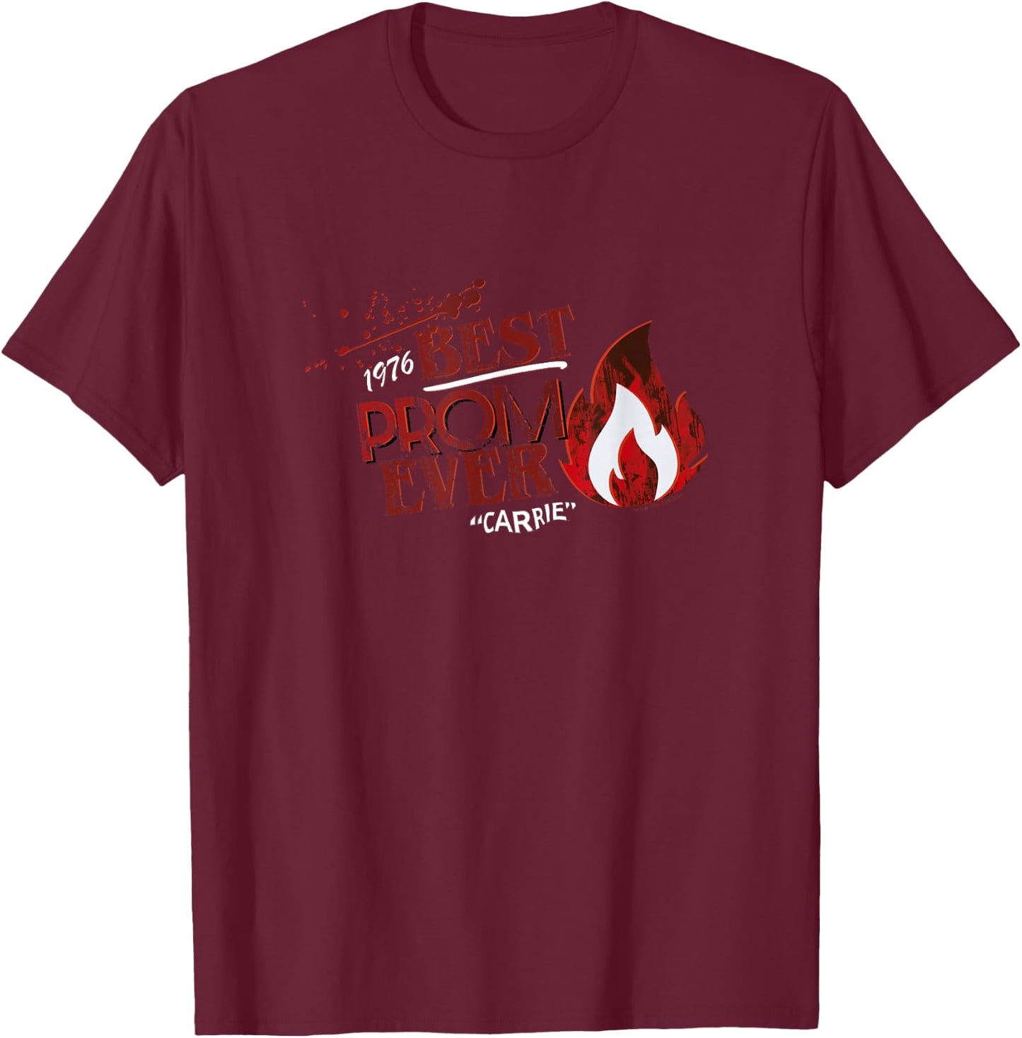 Carrie Halloween 1976 Best Prom Ever Distressed Bloody Logo T-Shirt - T-Shirt | Maroon