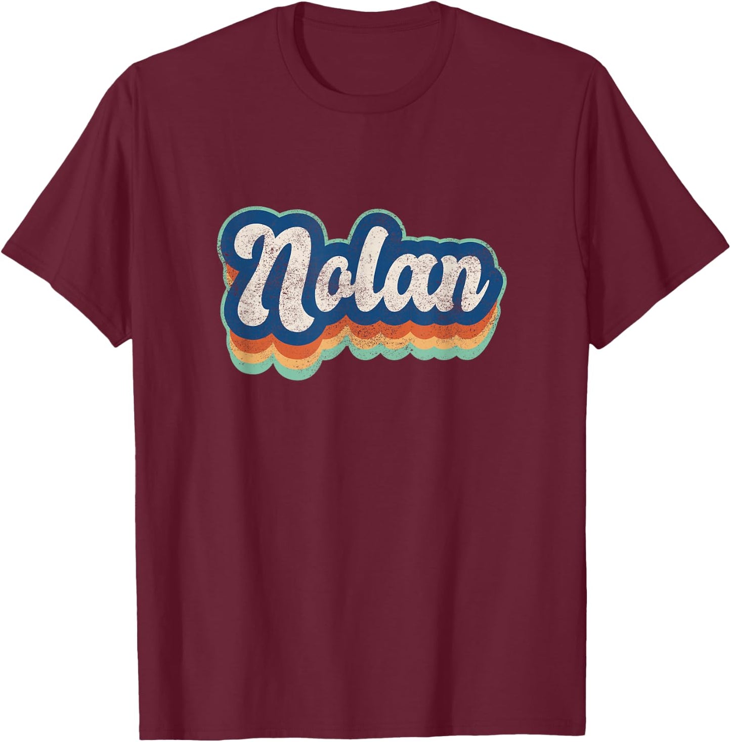 Nolan First Name Boy Vintage Style 70s 80s Personalized T-Shirt - T-Shirt | Maroon