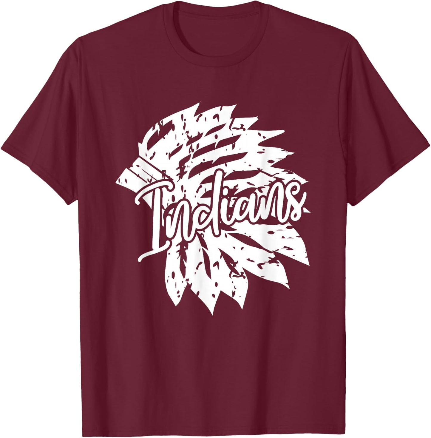 Port Neches-Groves High School Heart Indians Football T-Shirt - T-Shirt | Maroon