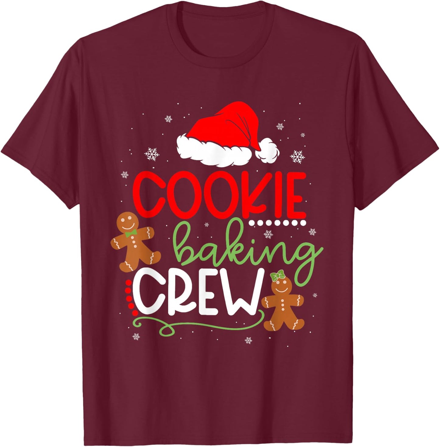 Merry Christmas Cookie Baking Crew Ginger Santa Pajamas Xmas T-Shirt - T-Shirt | Maroon