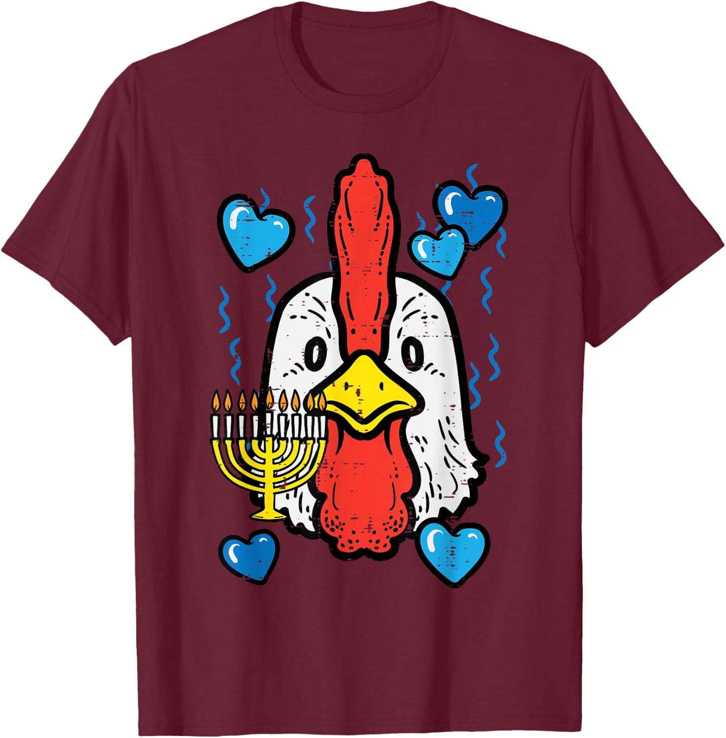 Hanukkah Chicken Face Chanukah Farm Jew Women Girls Boys Kid T-Shirt - T-Shirt | Maroon