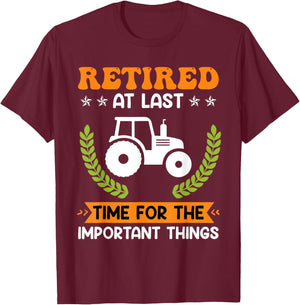 Retired farmer farm pensioner tractor Retirement T-Shirt - T-Shirt | Maroon