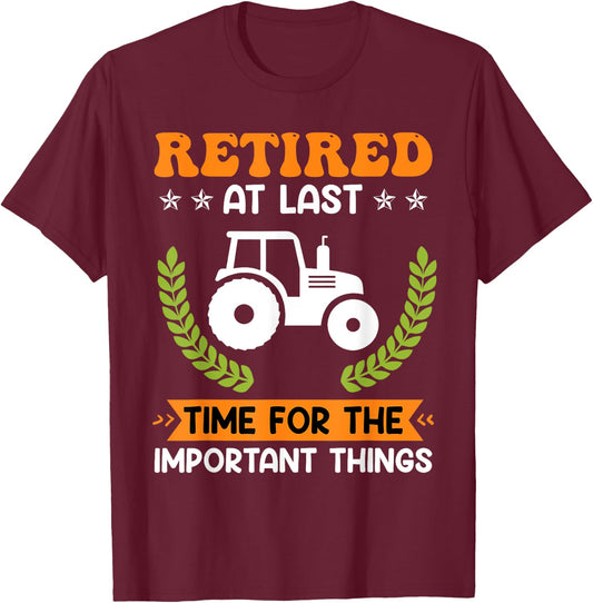 Retired farmer farm pensioner tractor Retirement T-Shirt - T-Shirt | Maroon