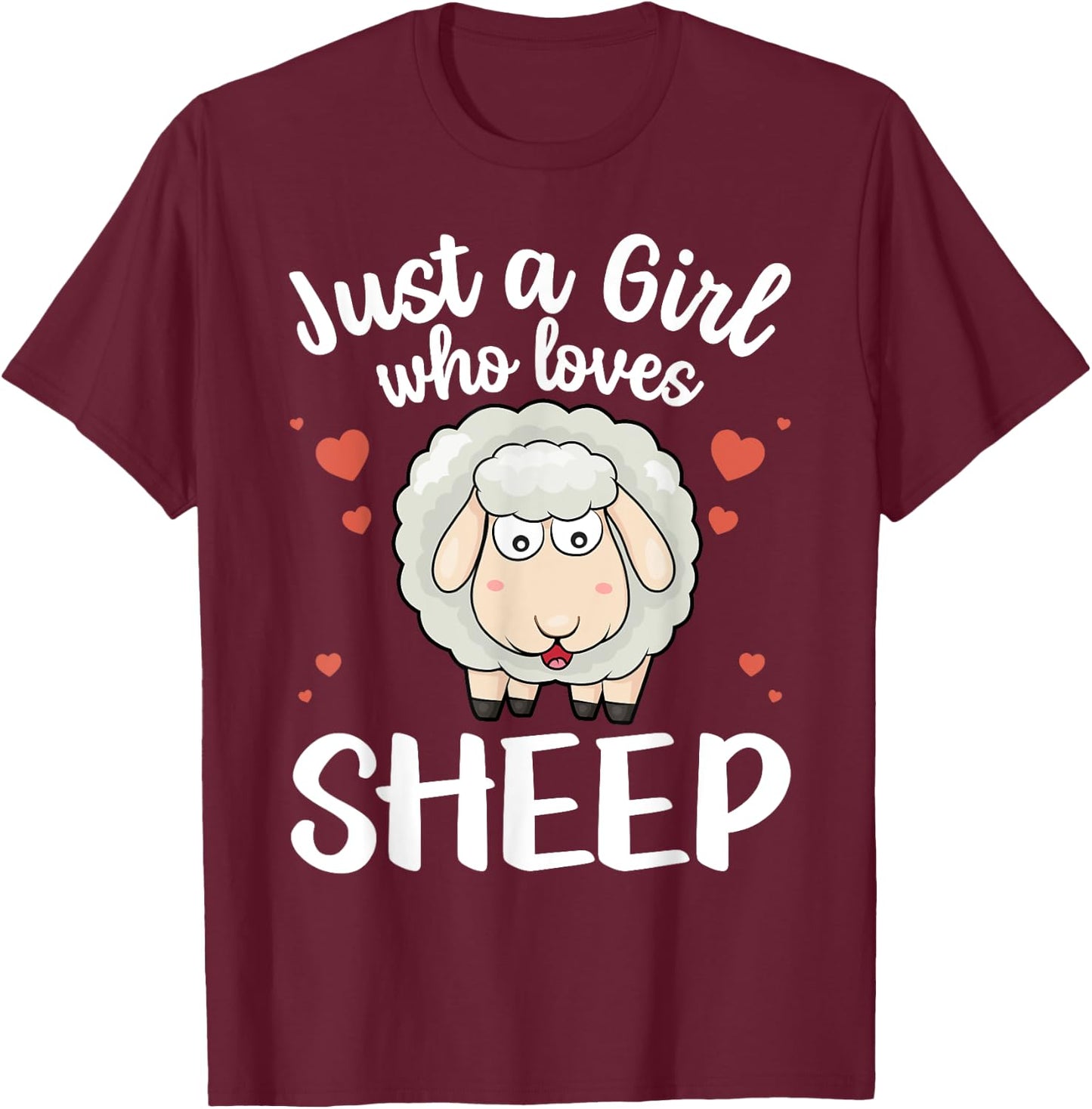 Cool Sheep Girls Kids Love Lamb Sheep Lover Farmer T-Shirt - T-Shirt | Maroon