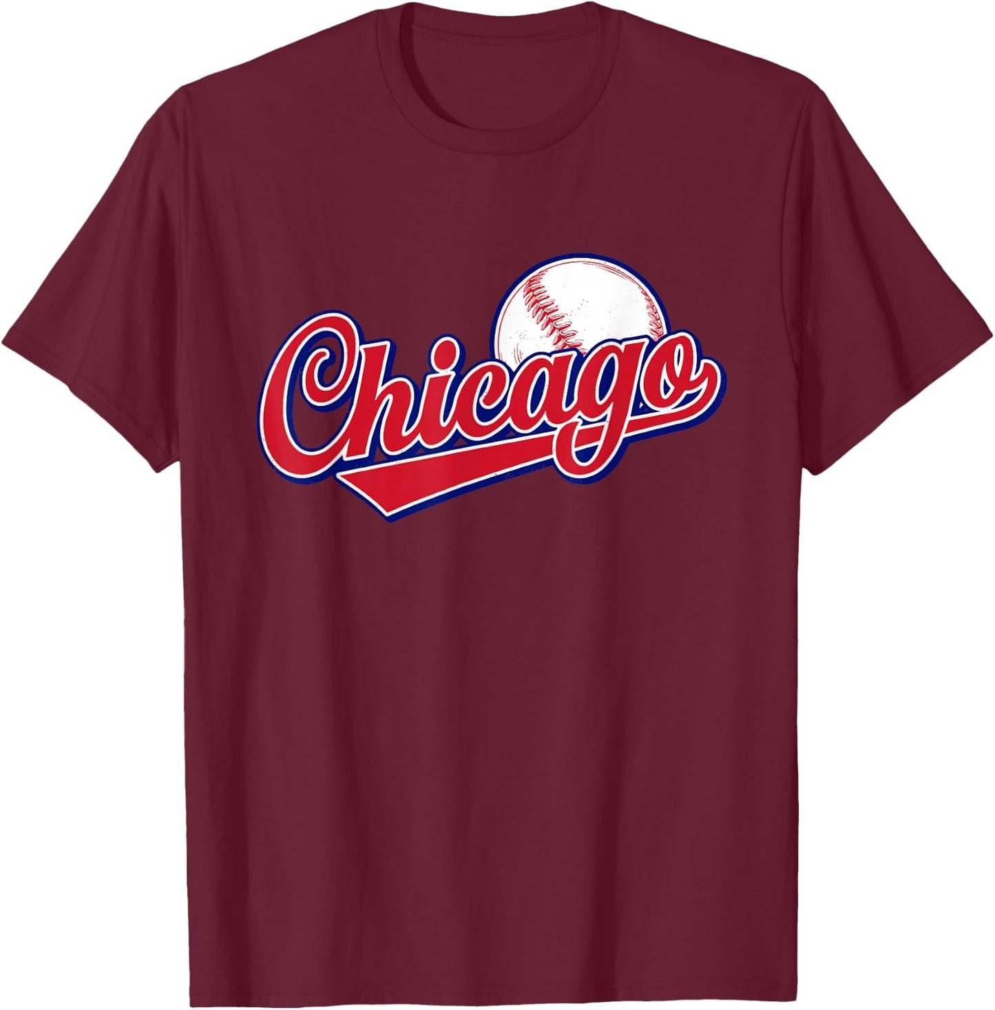Vintage Chicago Funny Baseball Lover Graphic Men Women T-Shirt - T-Shirt | Maroon