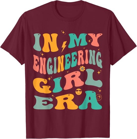 In My Engineering Girl Era Groovy Engineer T-Shirt - T-Shirt | Maroon