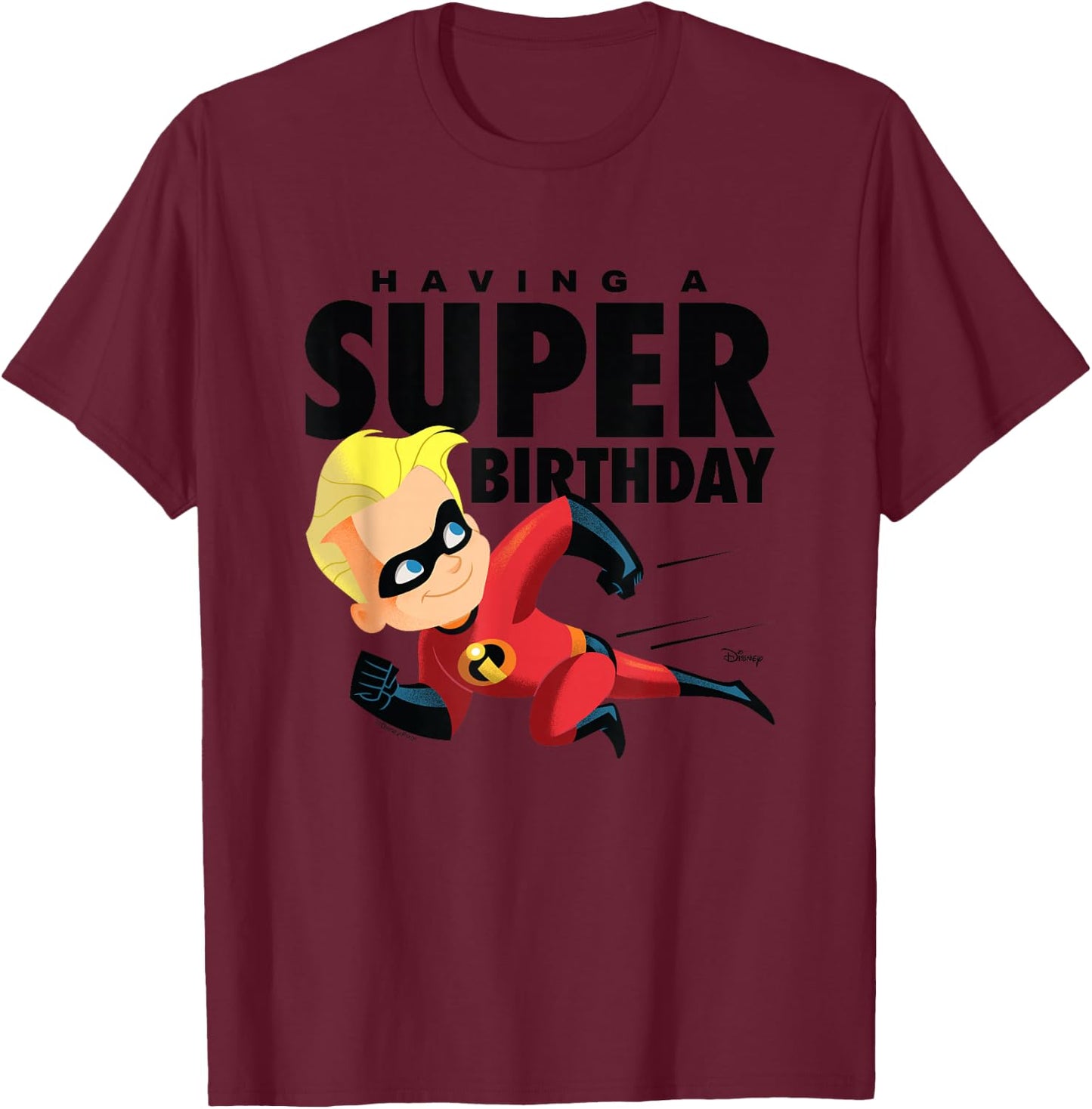 The Incredibles - Having A Super Birthday Dash T-Shirt - T-Shirt | Maroon